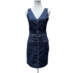 7 For All Mankind Blue Denim Button Down Mini Dress